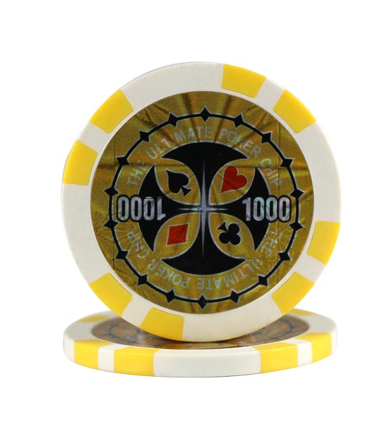 Ultimate Poker chip yellow (1000), roll of 25